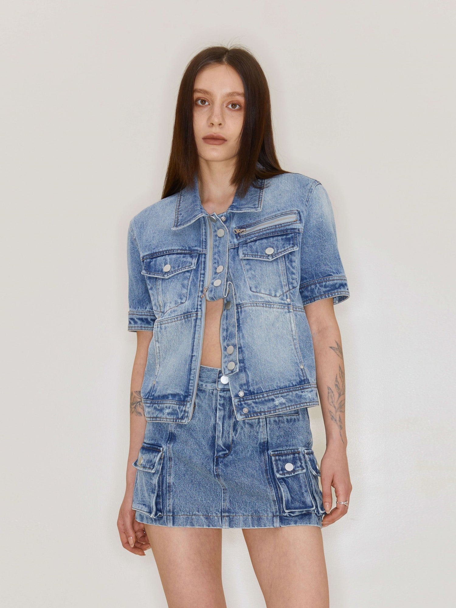 Jupe en ligne rétro en denim