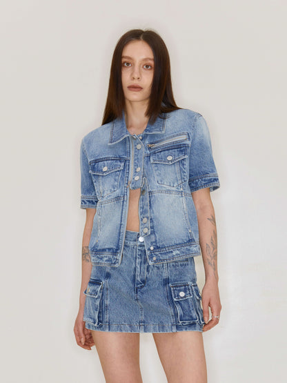 Retro Denim A-LINE SKIRT