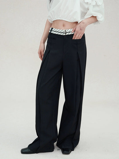 Anti-wrinkle Twill Double Waist Casual Pants