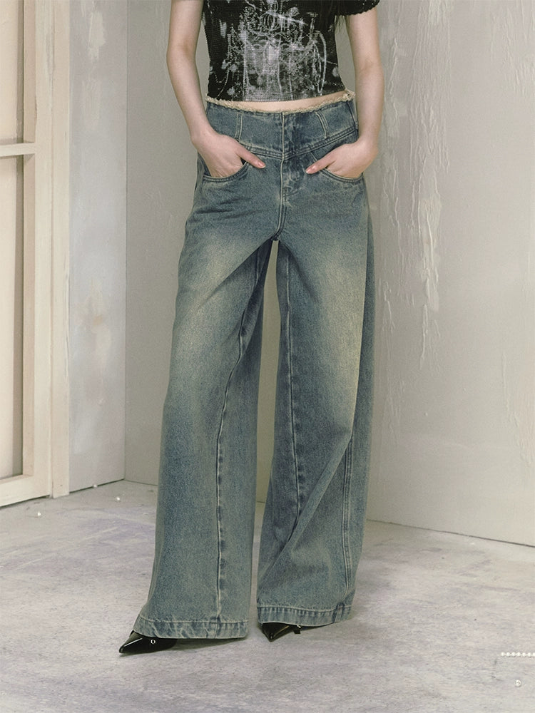 Loose Ripped Wide Leg High Waist Jeans