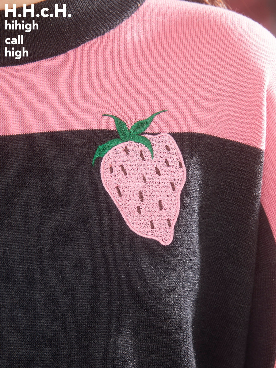 Strawberry Embroidery Round Neck Sweater – ARCANA ARCHIVE