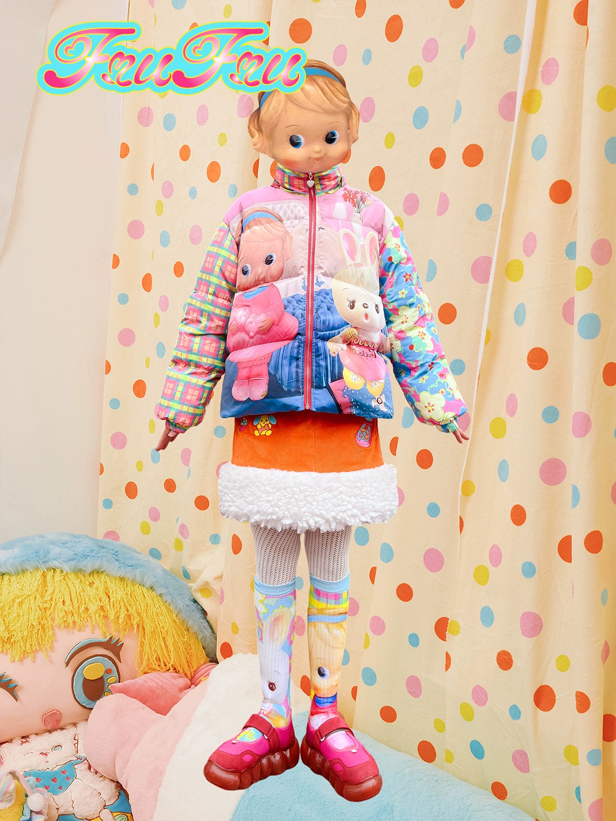 Knitted Fur Switching Jacket