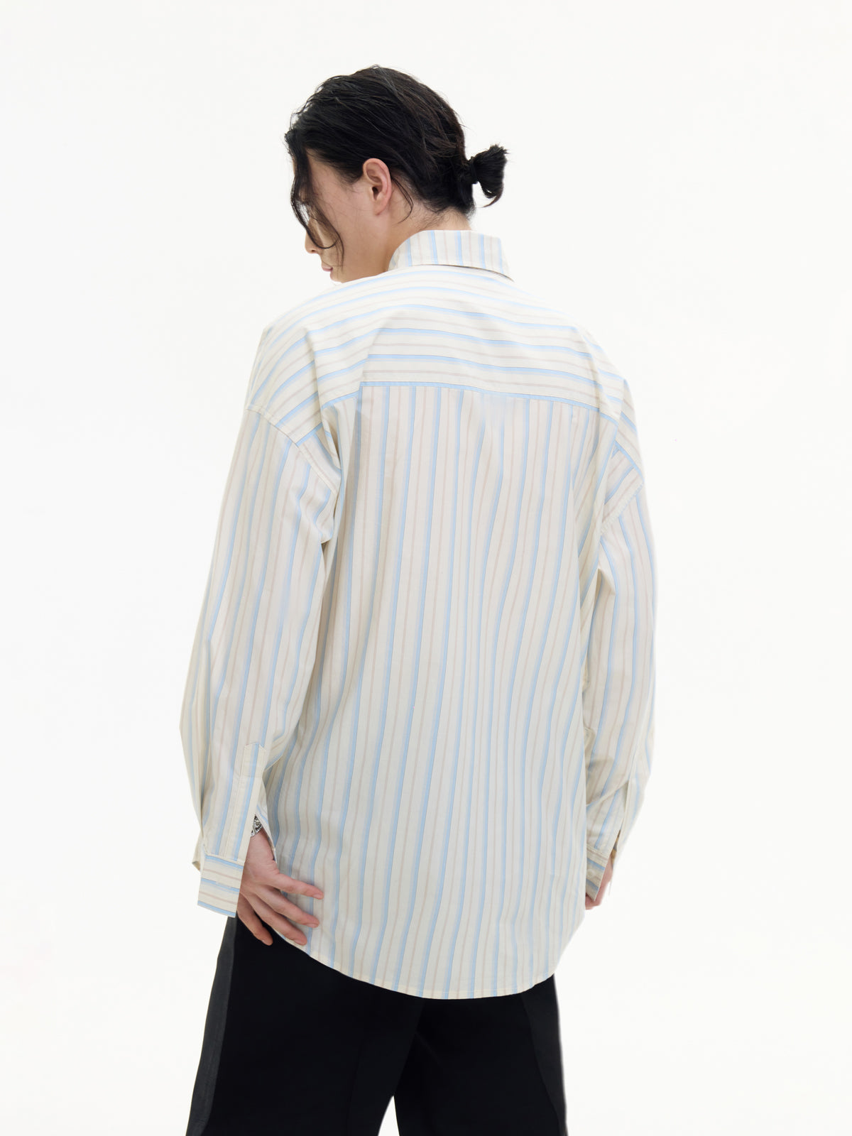 Embroidered Stripes Loose Long-sleeved Shirt