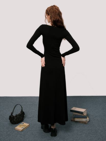 Square Collar Slim Long Dress