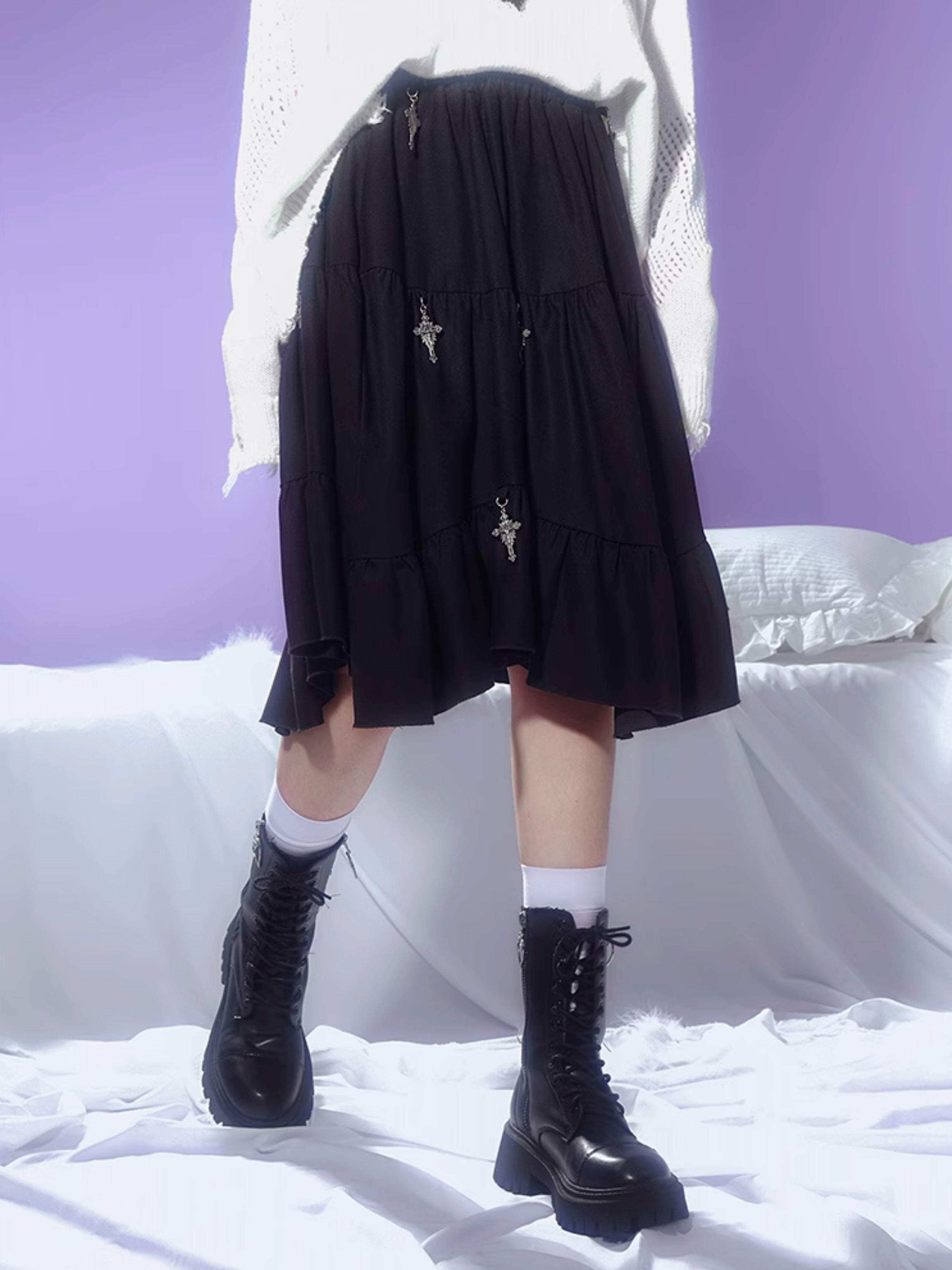 A-line Irregular Gather Skirt