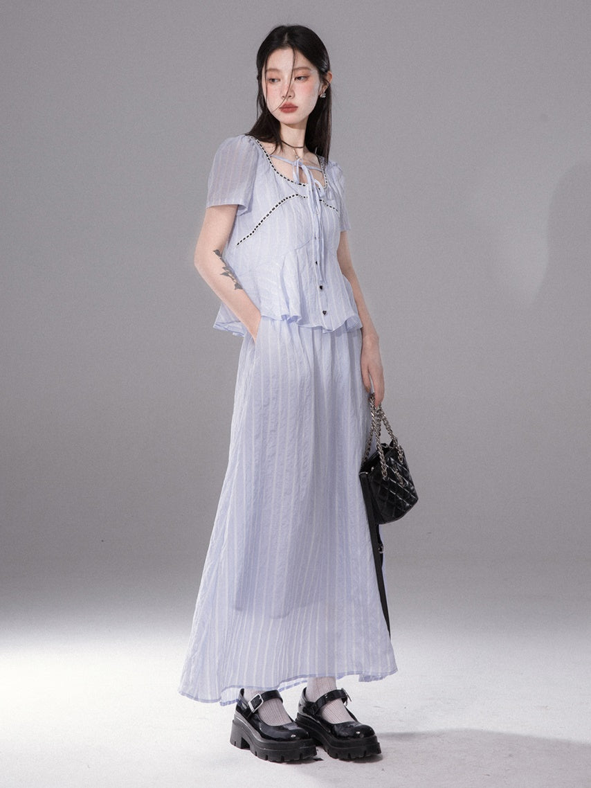 Fishtail Hem Shirt ＆ Mopping Skirt Set-up