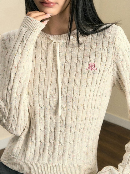 Ribbon Twist Long Sleeve Loose Knitted