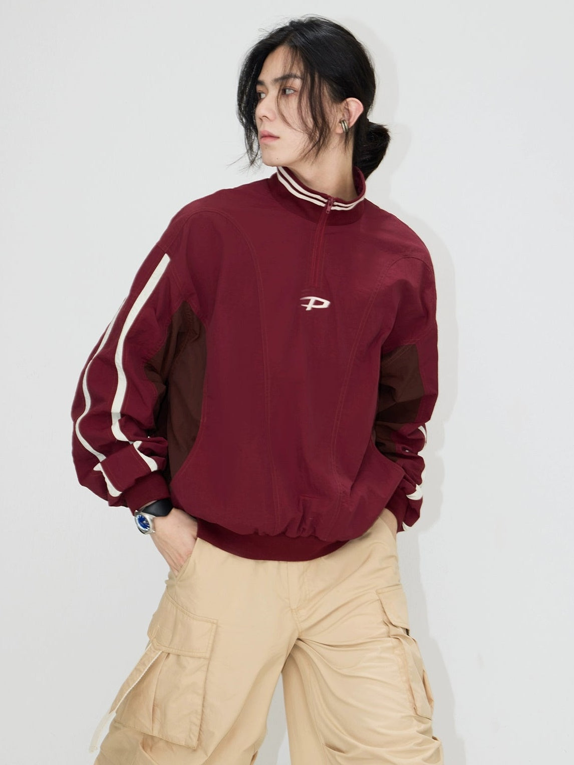 Half-ZIP Stand Collar Pullover Jacket