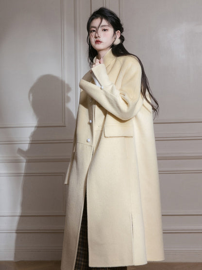 Stand Collar Slit Long Coat