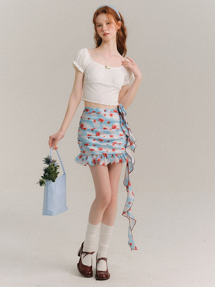 Painted Rose Floral Camisole ＆ Drape Skirt