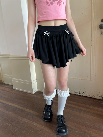 Gather Apron Short Skirt With Safety Pants