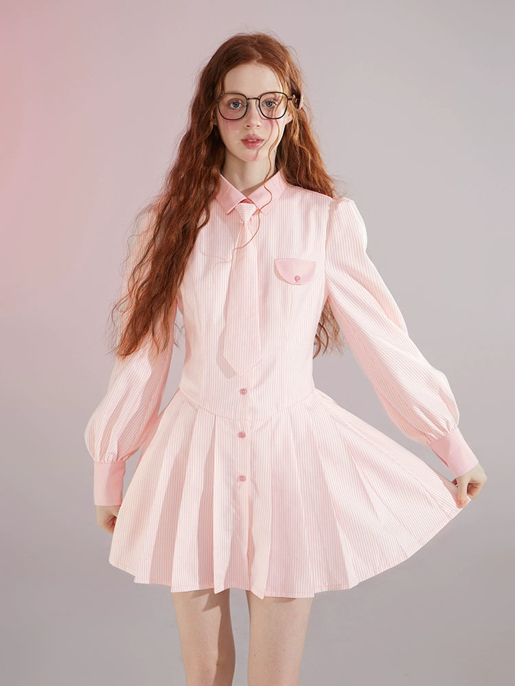 Robe de chemise à rayures de style collègue