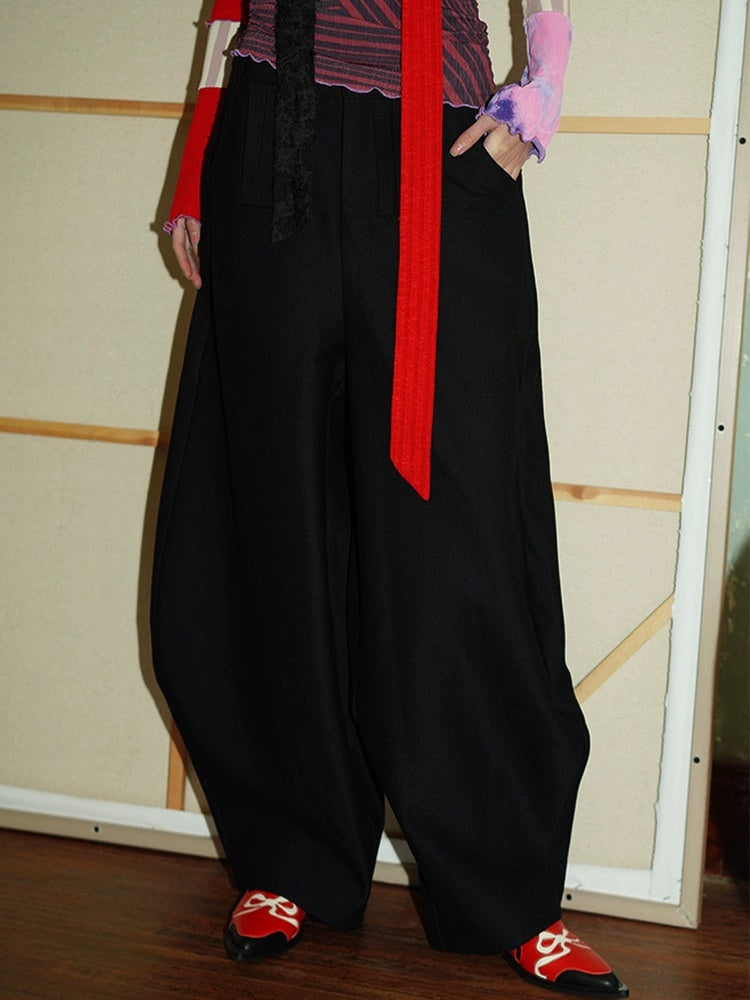 Thickened Pleated Silhouette Wide Leg Pants