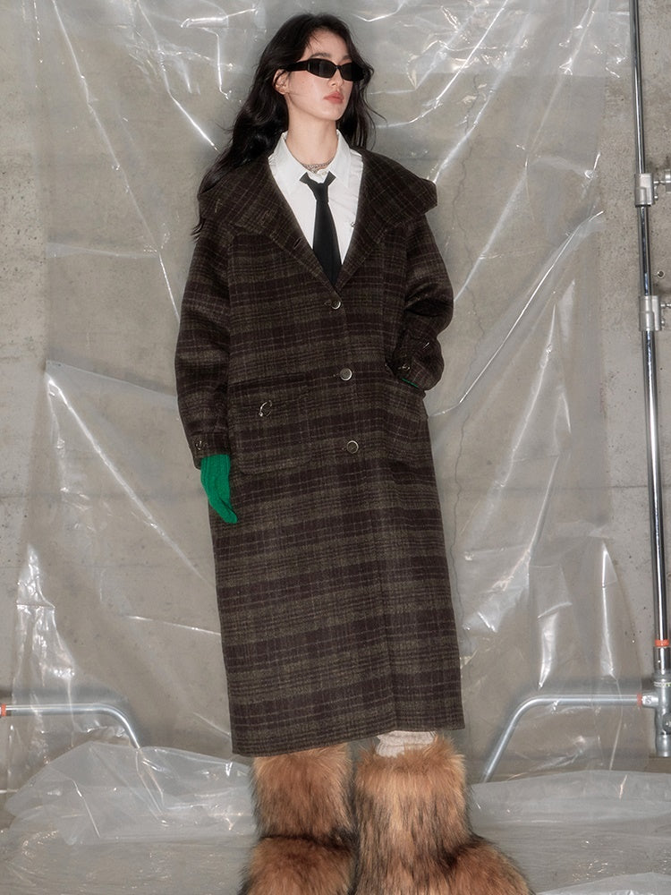 Plaid Hooded Double-sided Coat