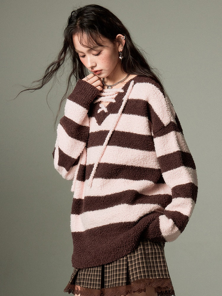 Border Strappy Knitted Pullover