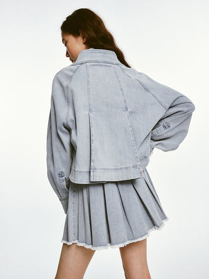 Denim Pleated Doll Jacket