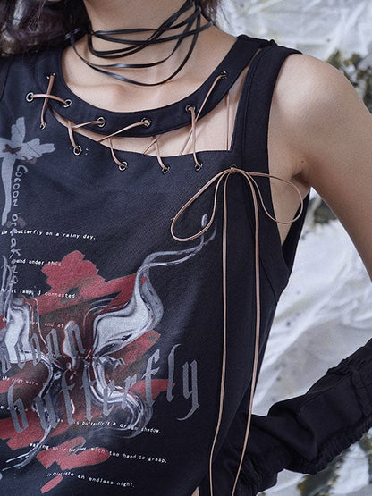 Strap Hollow Sleeveless T-shirt