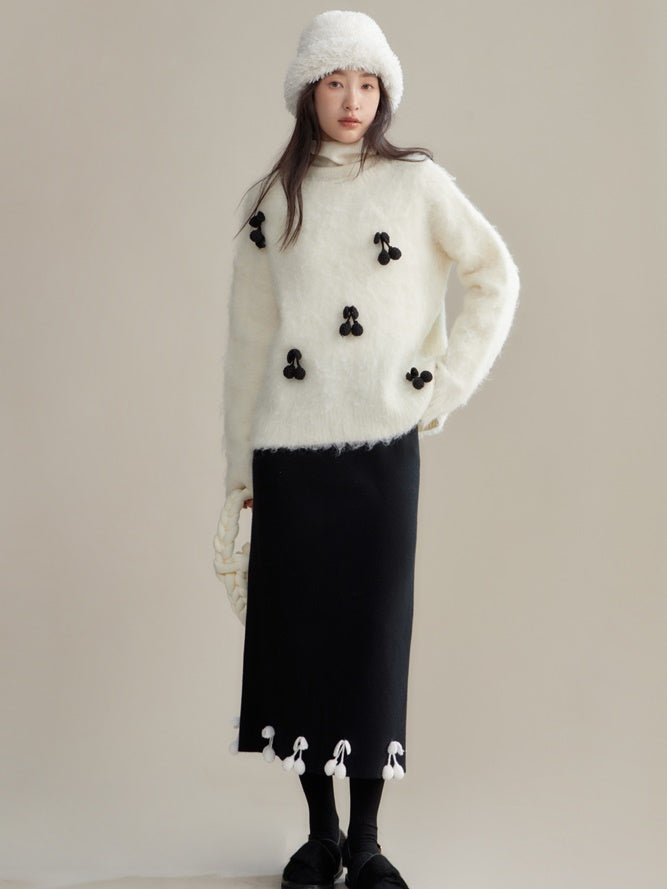 Cherry Motif Pullover Sweater