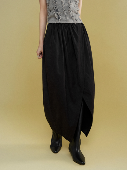 Curved Front Slit Irregular Skirt