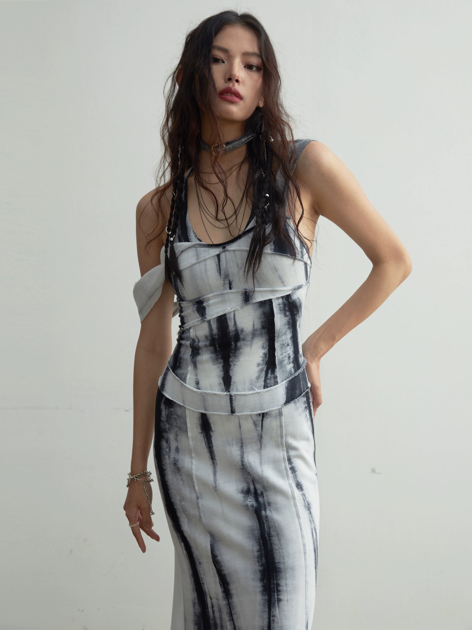 Tie-dye Slim Strap Maxi Dress