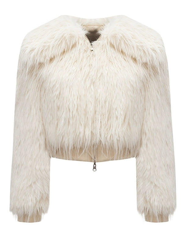 Reversible Lapel Curly Eco Friendly Fur Jacket