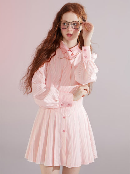 Robe de chemise à rayures de style collègue