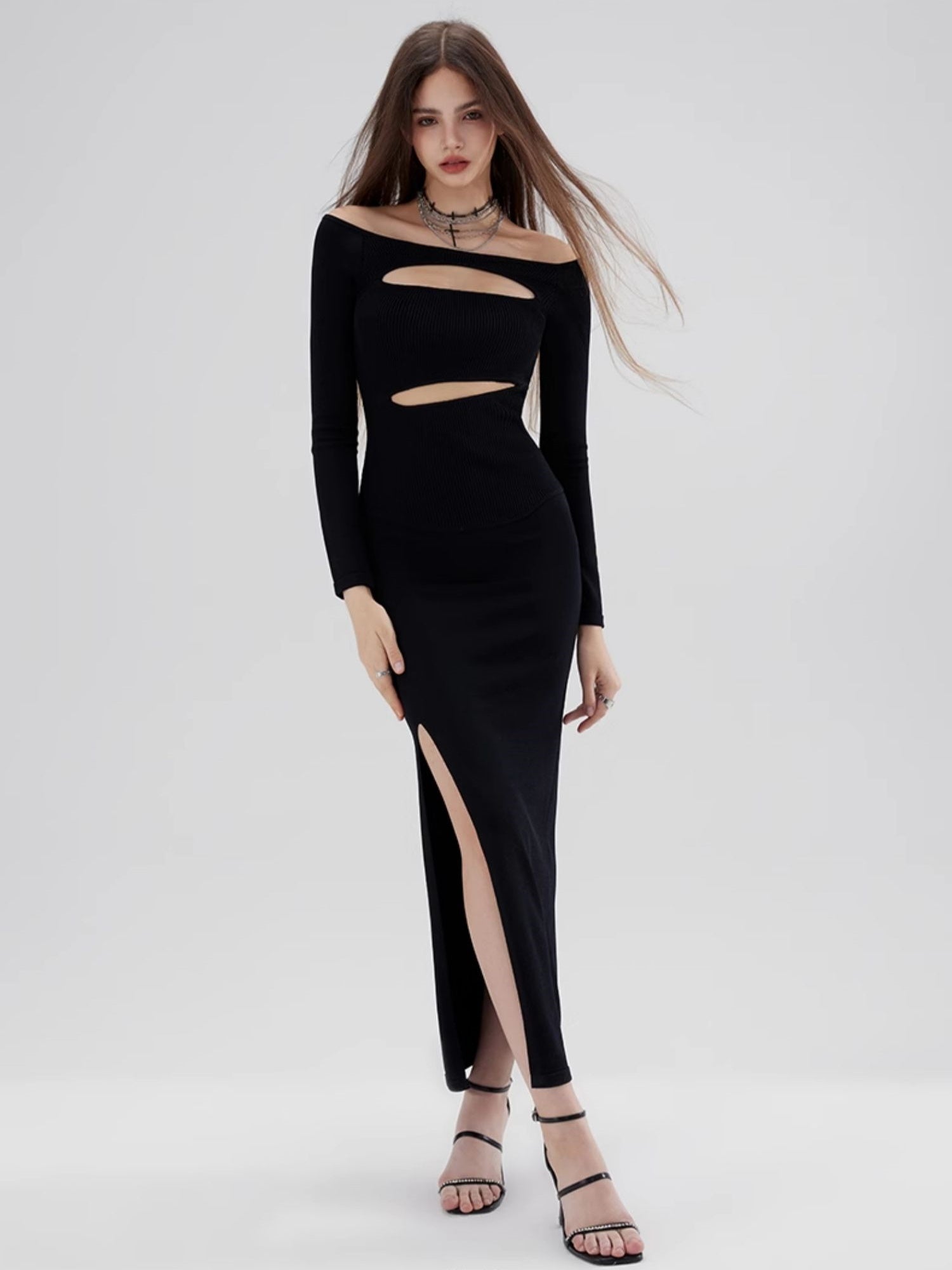 Hohle One-Shoulder Sexy Desire Schlitz Slim Kleid