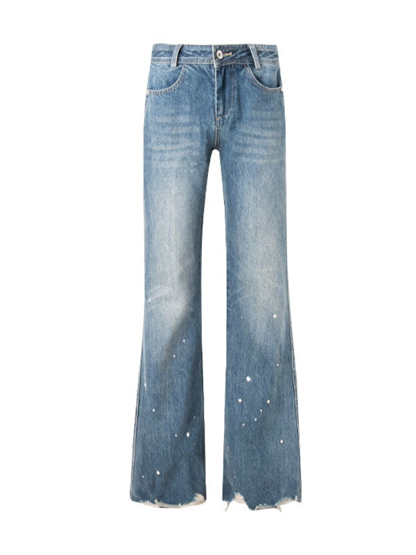 Micro-flared High-waist Denim Pants