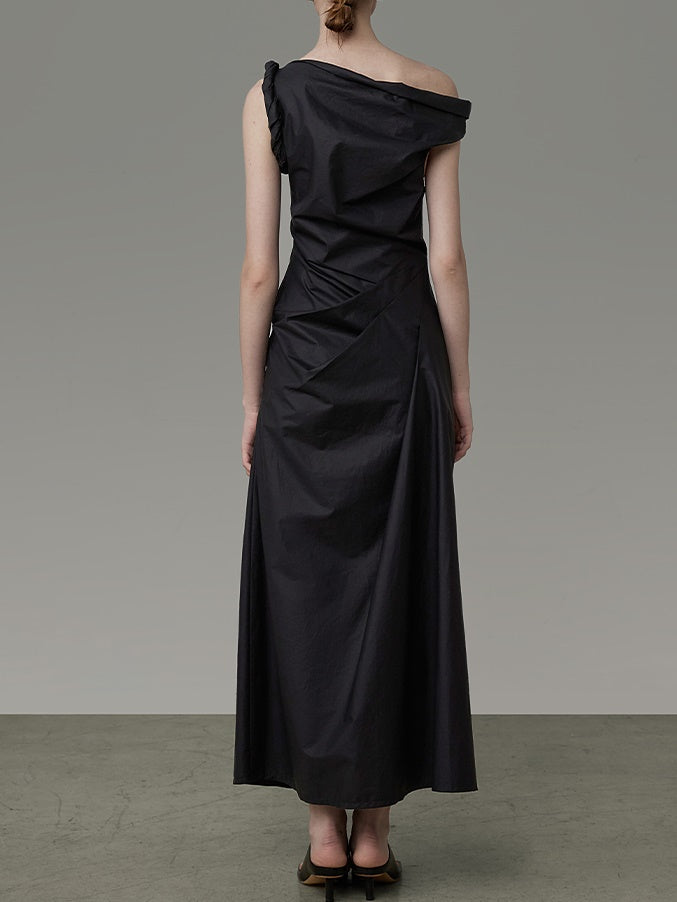 Asymmetry One-Shoulder Drape Long Dress