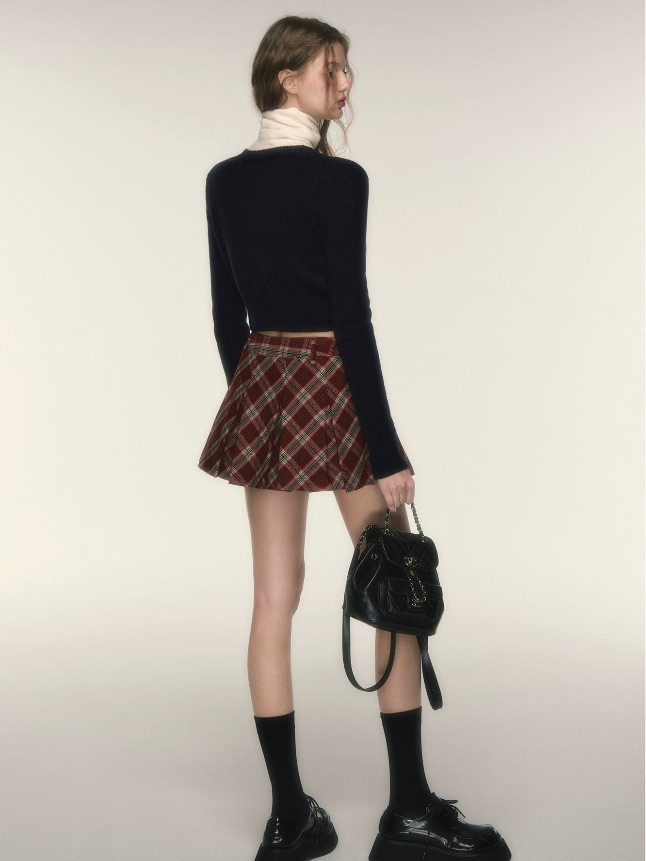 British College Style Plaid Pleated Skirt