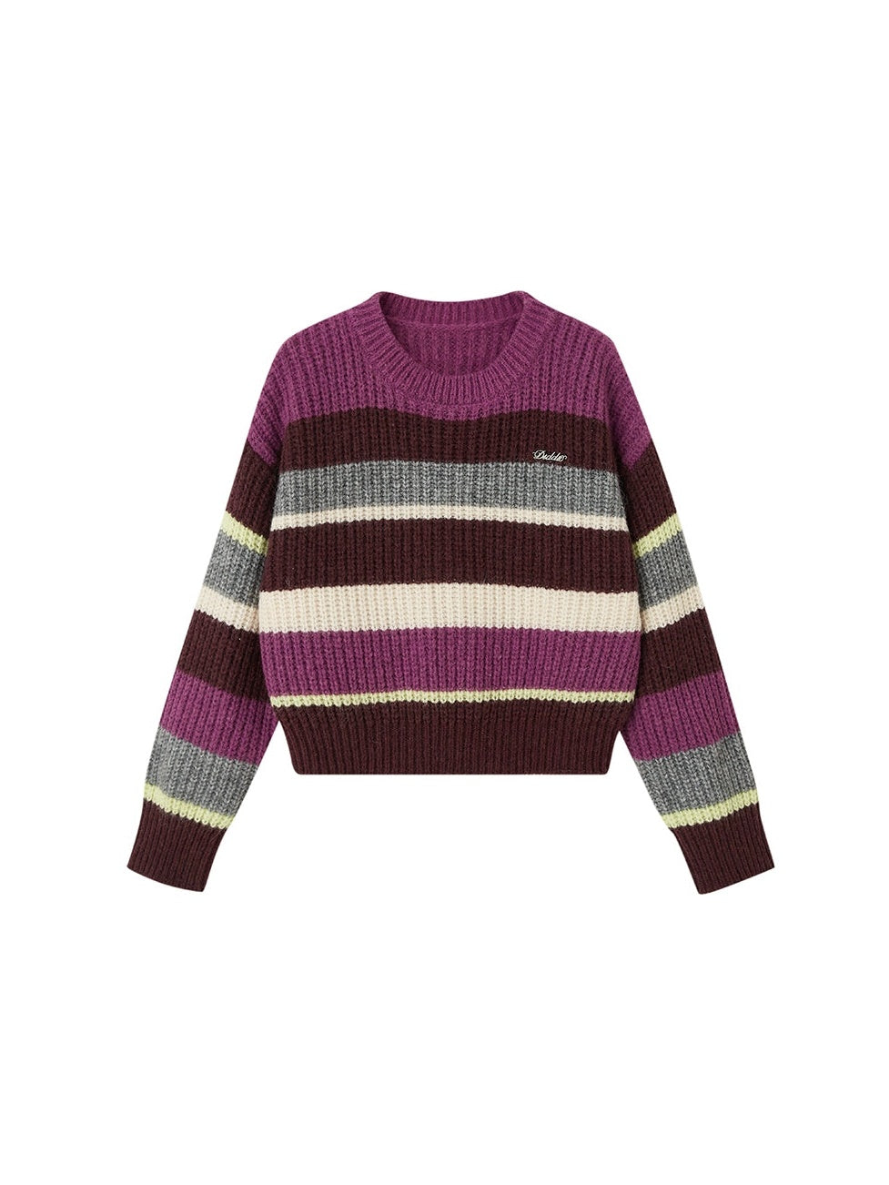 Contrast Color Striped Round Neck Loose Sweater