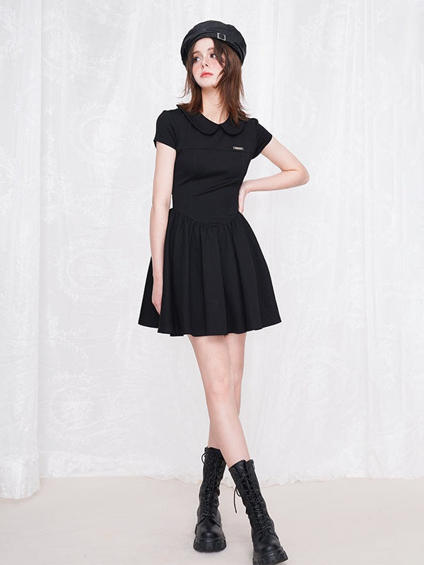 Waist Slim Short-sleeved Doll Collar One-piece