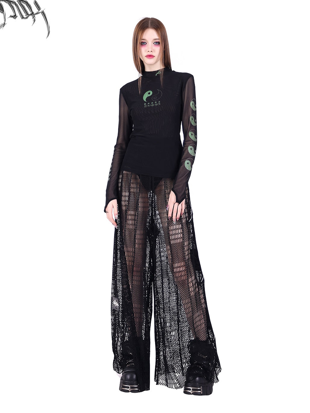 Ultra-loose Mopping Irregular Net Skirt Pants