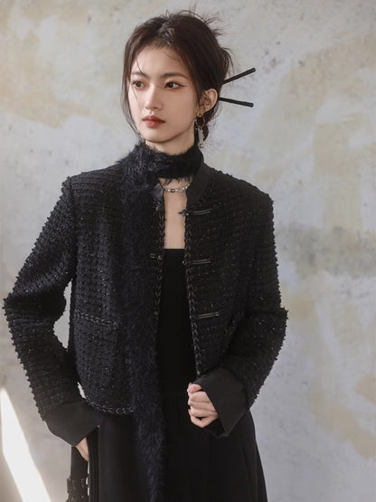 Chinese Style Tweed Short Jacket