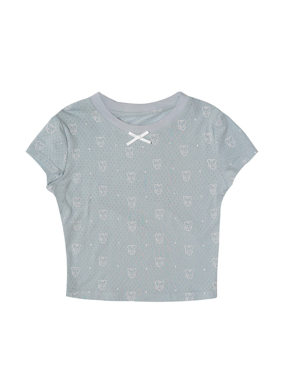 Cute Bear Baby Print Polka Dot T-shirt