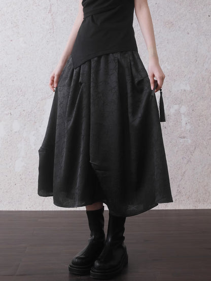 Bamboo Leaf Irregular Pleated Skirt