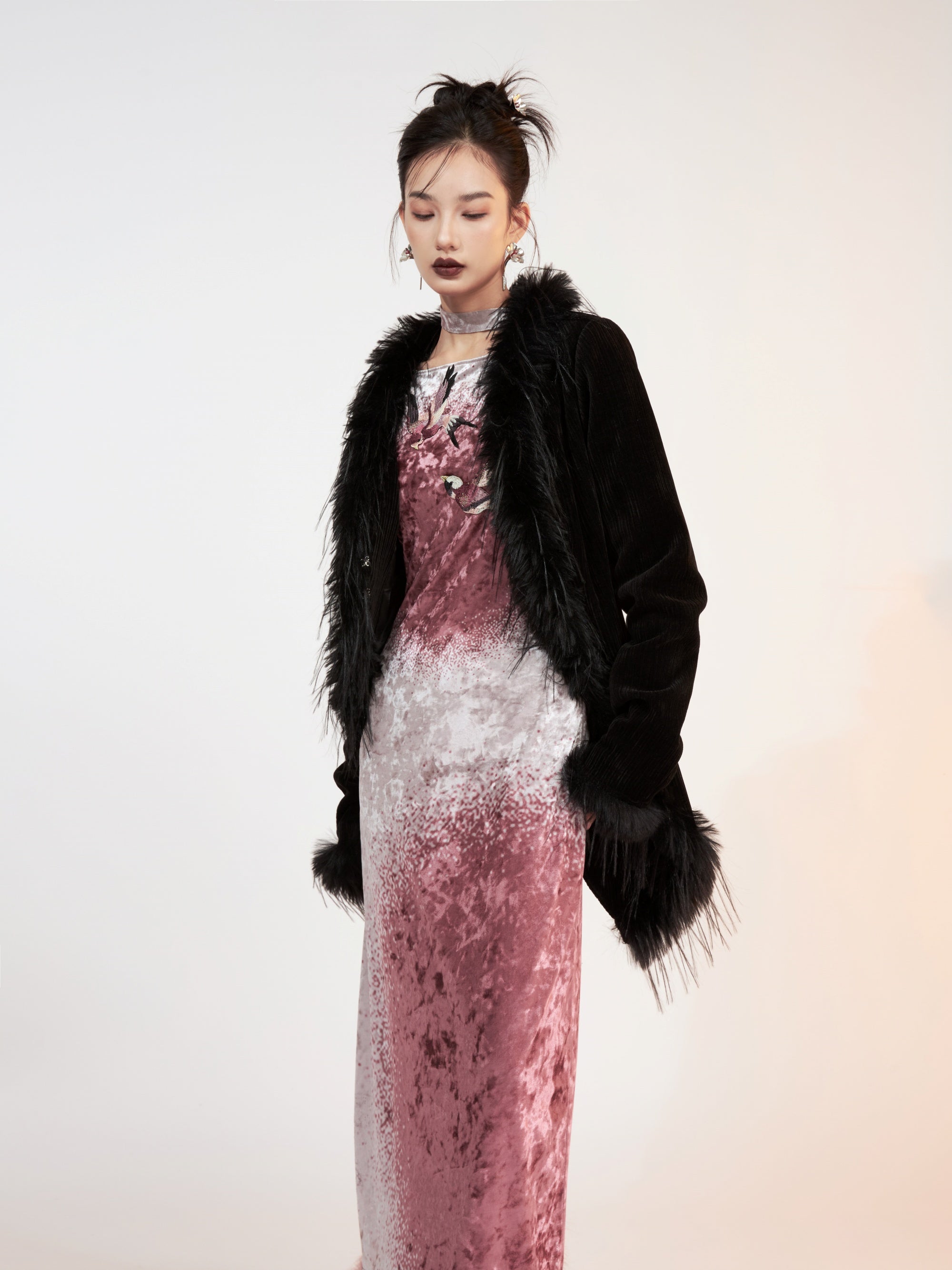 Chinese Style Irregular Fur Short Jacket