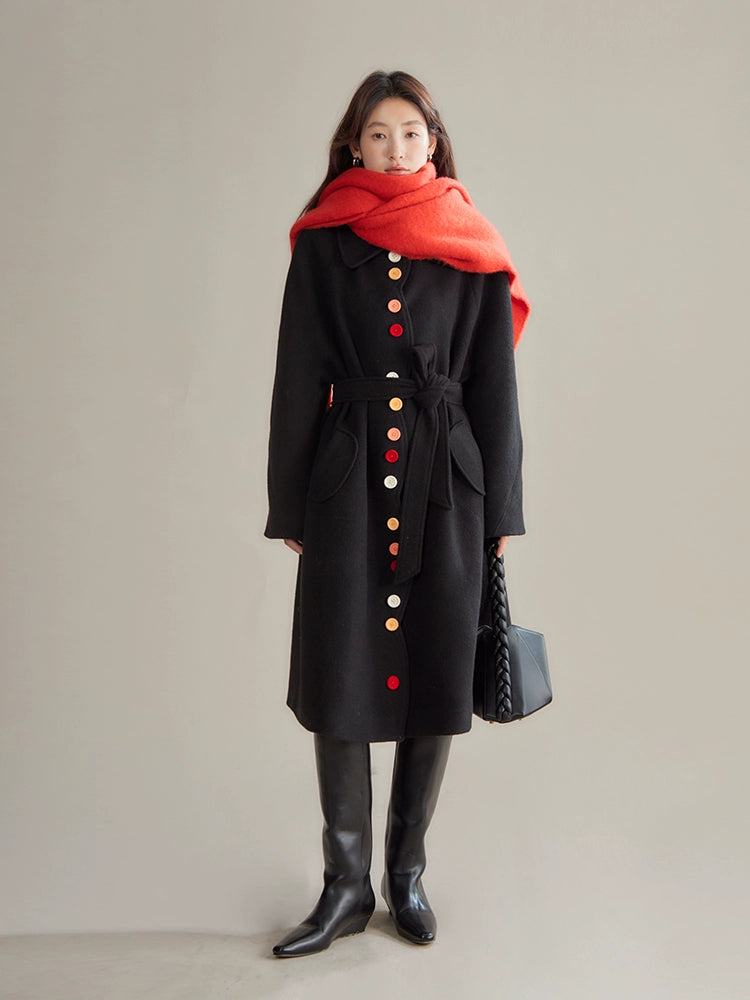 Candy Flocked Buckle Wave Cut Coat