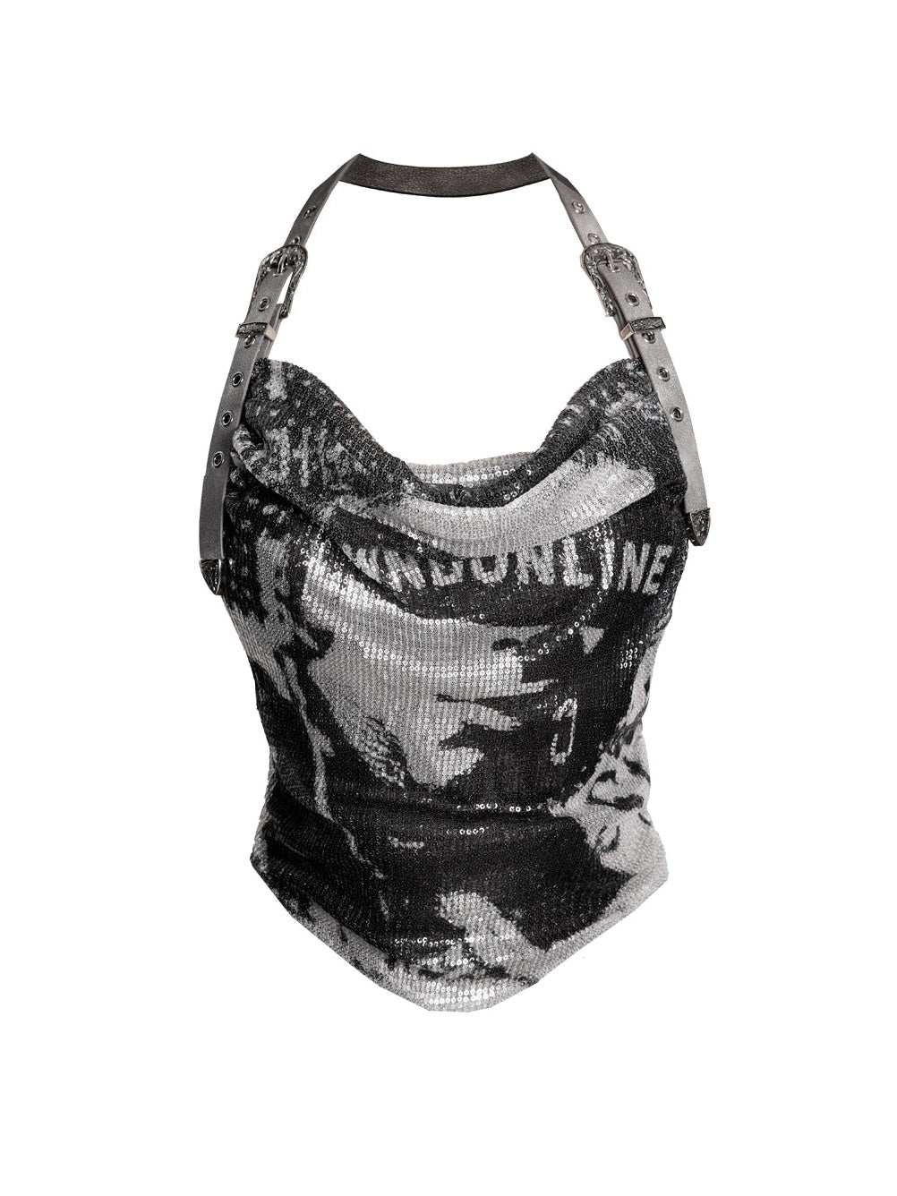 Glänzende Pailletten halbhalter Camisole und Rockrock