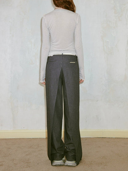 3D Deconstructed Loose-leaf Irregular Shiny Wide-leg Banana Pants