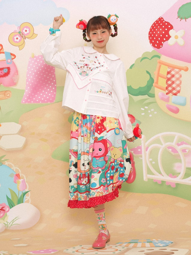 Doll Collar Handkerchief Design Embroidery Shirt