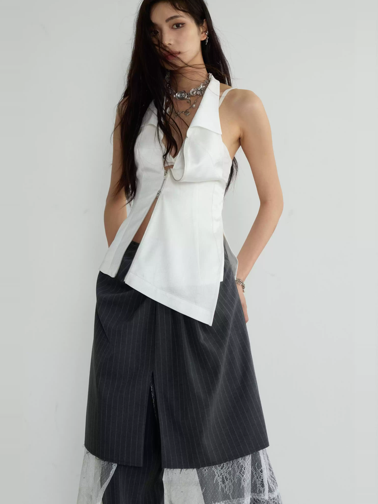 Layered Stripe Lace Flower Nichi Skirt＆Pants