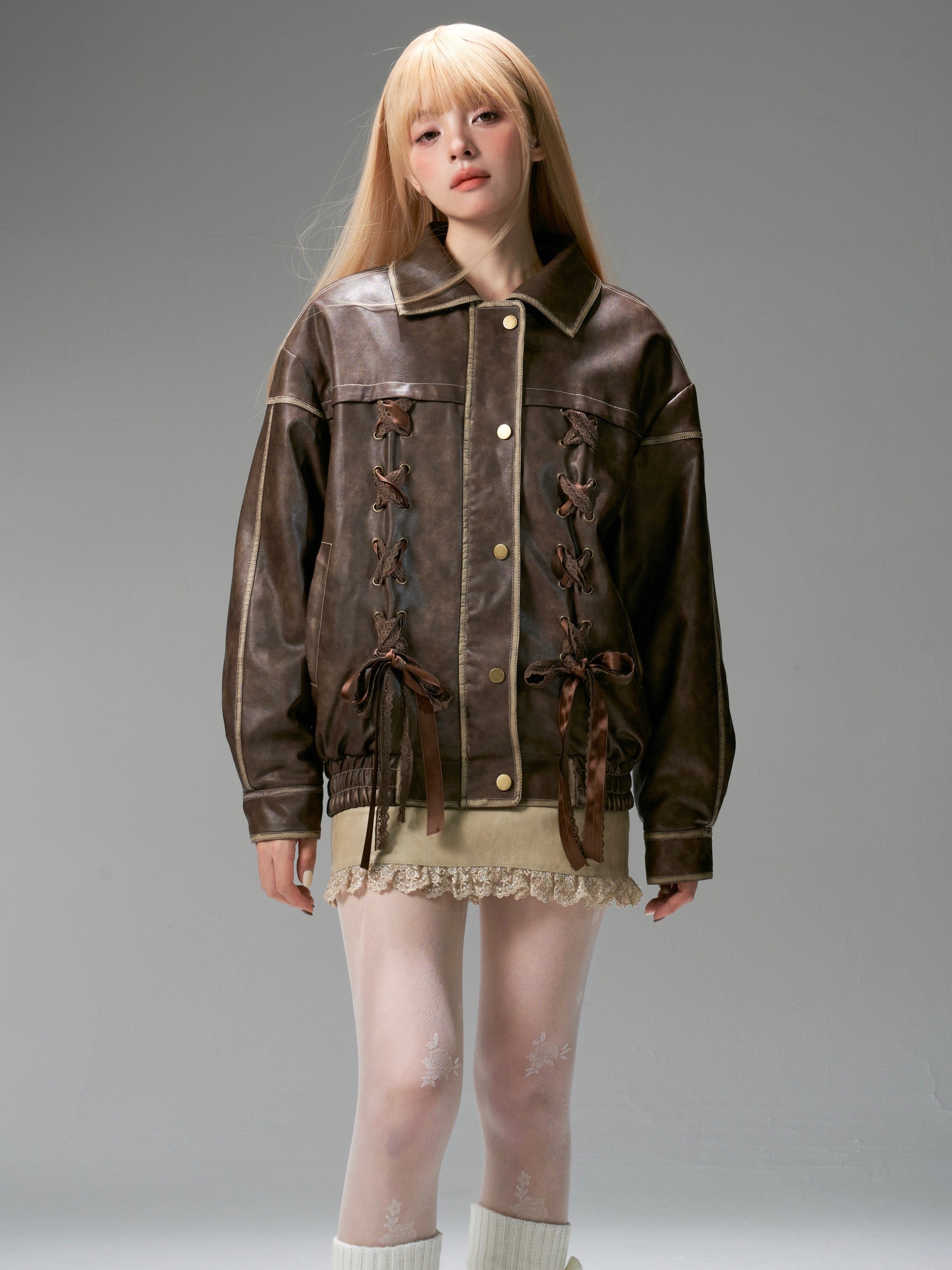 Lace Strap Washed Reversible Leather Jacket – ARCANA ARCHIVE