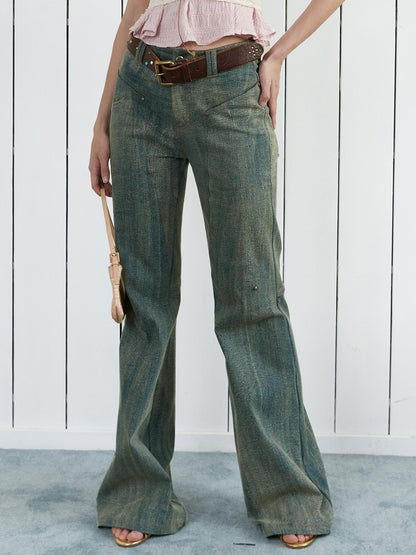 Denimer dreidimensionale vertikale Muster-Flare-Jeans