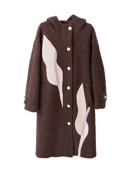 Calla Lily Stitched Hooded Coat