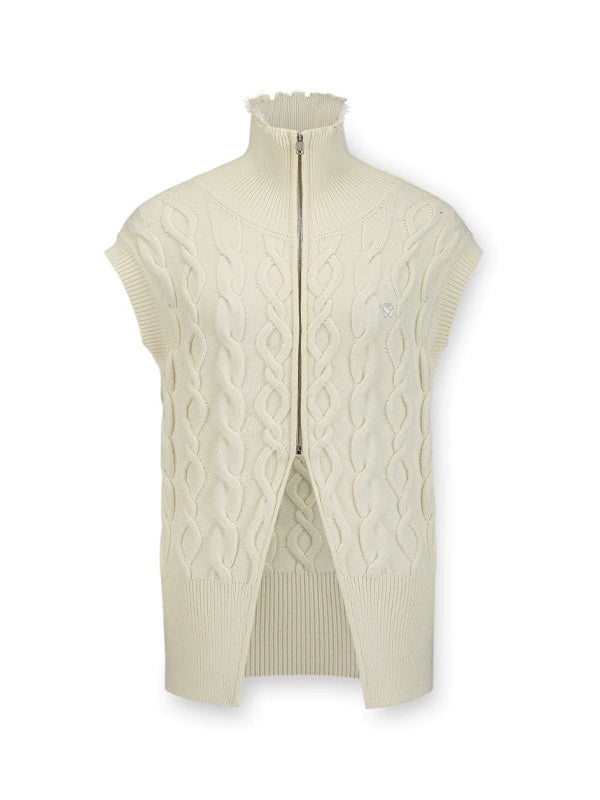 High Neck Cable Knitted Vest