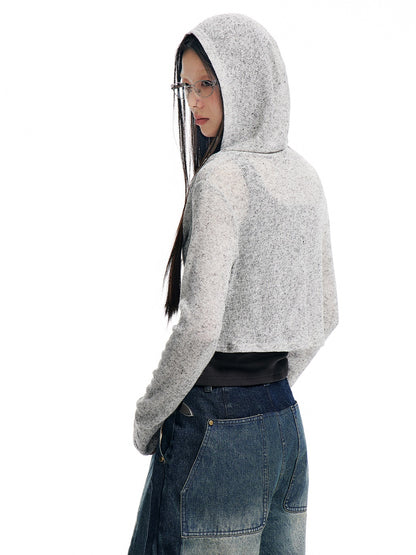 Knitted Hooded Short Top ＆ Tank Top Set-up