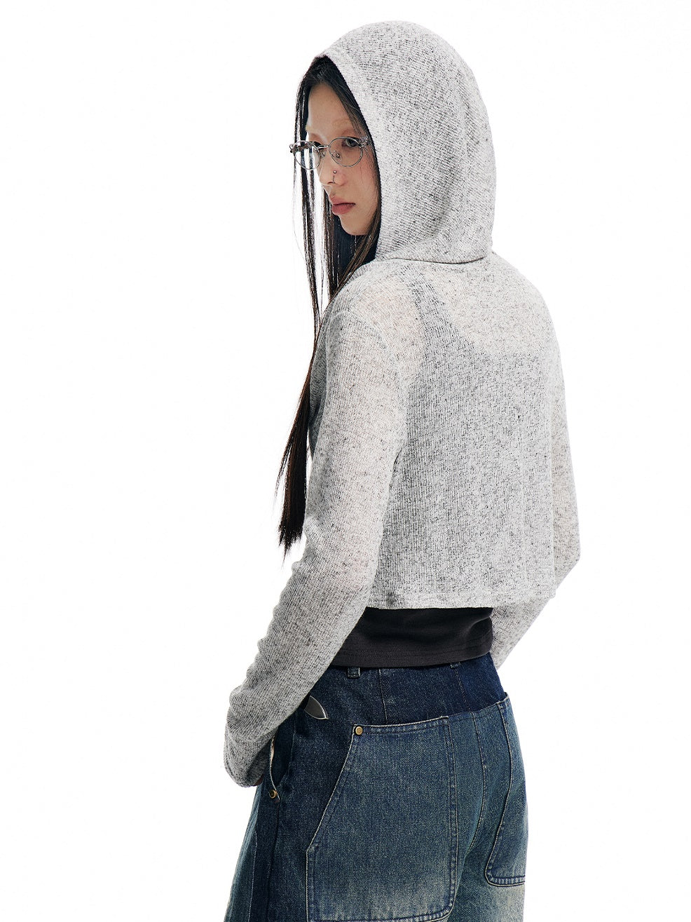 Knitted Hooded Short Top ＆ Tank Top Set-up