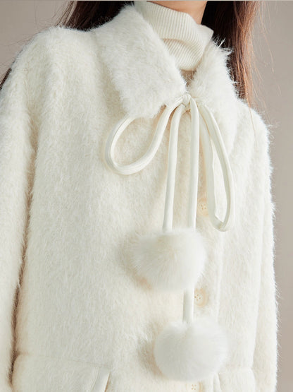 Fur Ball Ribbon Furry Coat