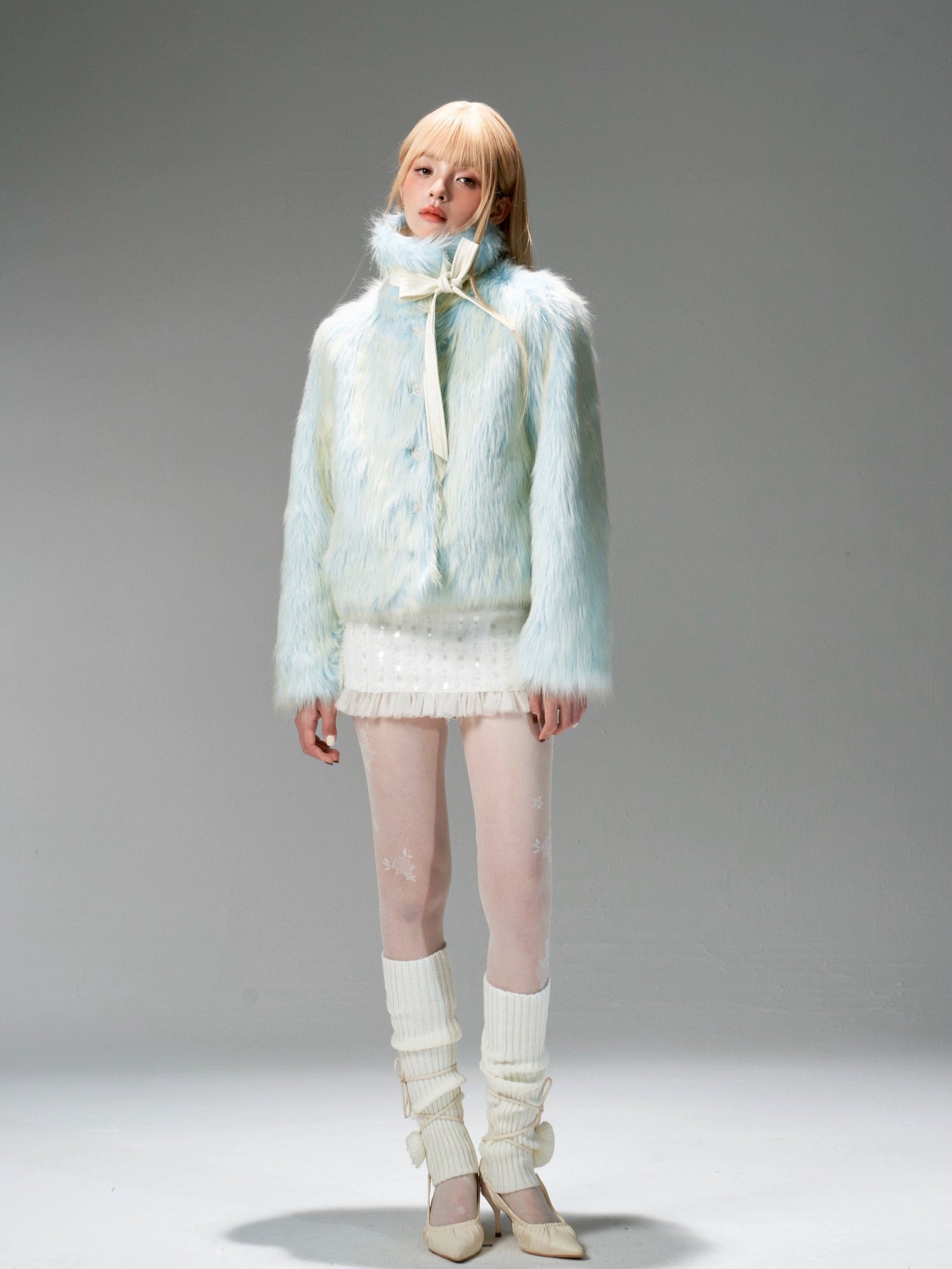 Gradient Imitation Fur Jacket